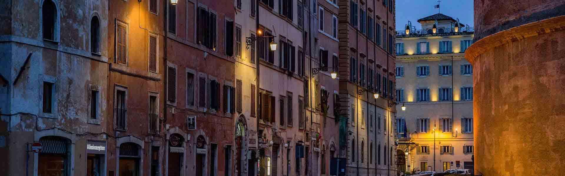 rome historic street at dusk