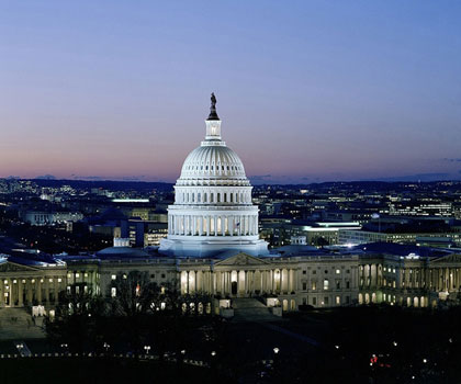 Illuminated-u-s-capitol at dusk