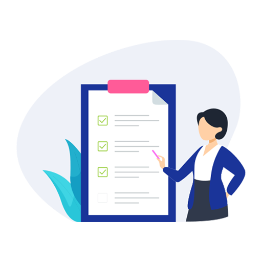 businesswoman reviewing checklist clipboard