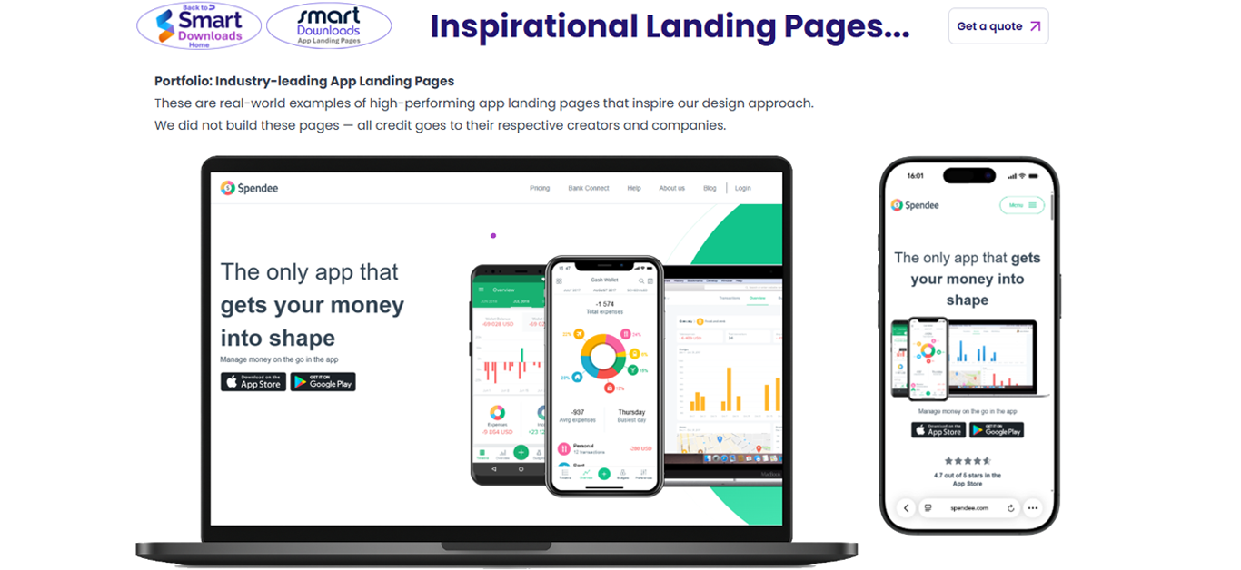 app landing page